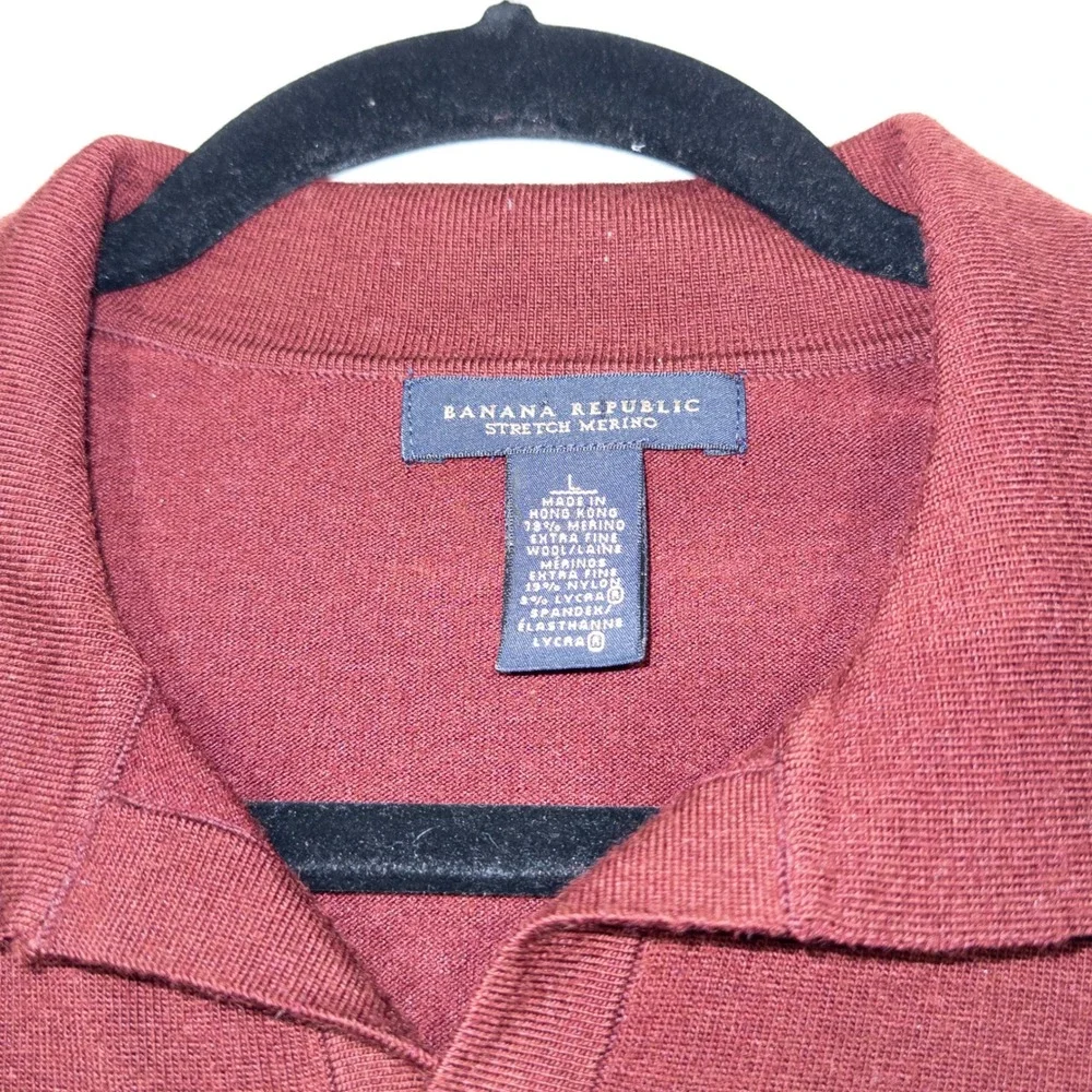 Banana Republic Maroon Red‎ Merino Wool Collared Sweater Size Large